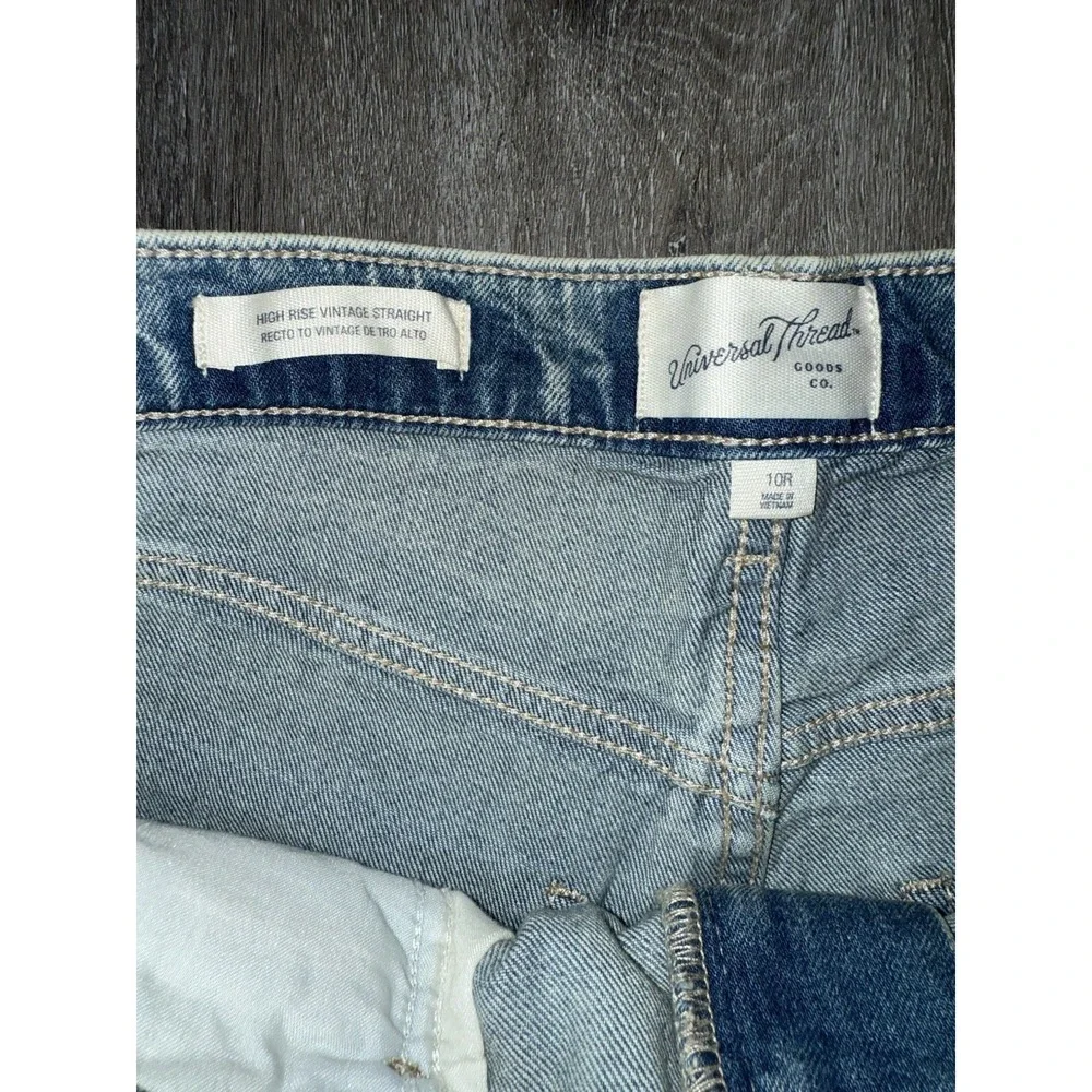 Women High-Rise Patchwork Vintage Straight Cropped Jeans - Universal Thread